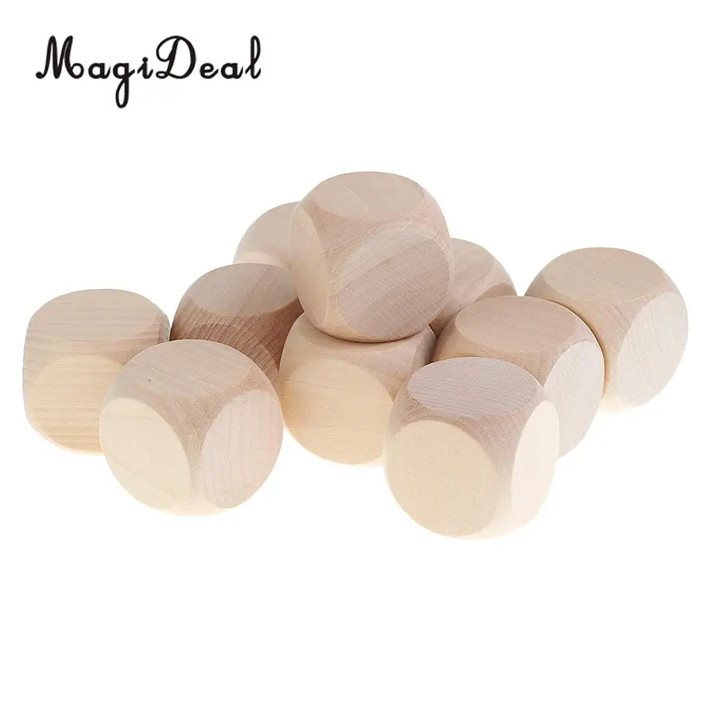 Set of 10Pcs 4cm/1.57'' Wooden Blank Dices D6 Dice for D&D for RPG for MTG Party Board Games Children Kids DIY Toys