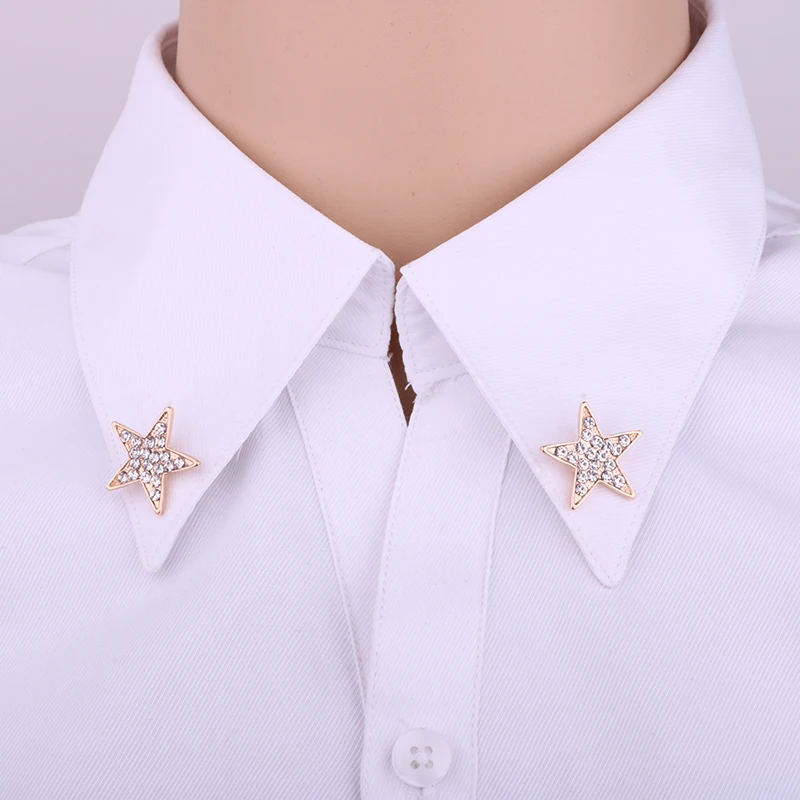 Новая мода Кристалл пентаграмма звезда кисточкой Мини Брошь булавка для костюм, воротник рубашки булавки и броши значок нагрудные Мужские аксессуары