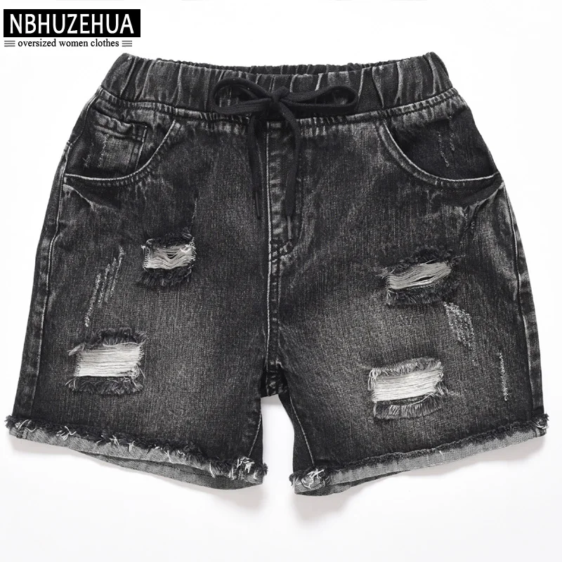 plus size ripped black shorts