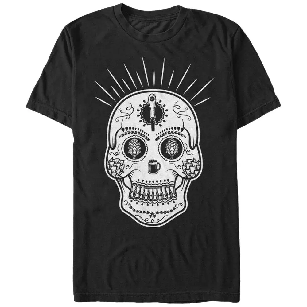 Мужская футболка с принтом Lost Gods Beer Sugar Skull Повседневная большого размера | одежда