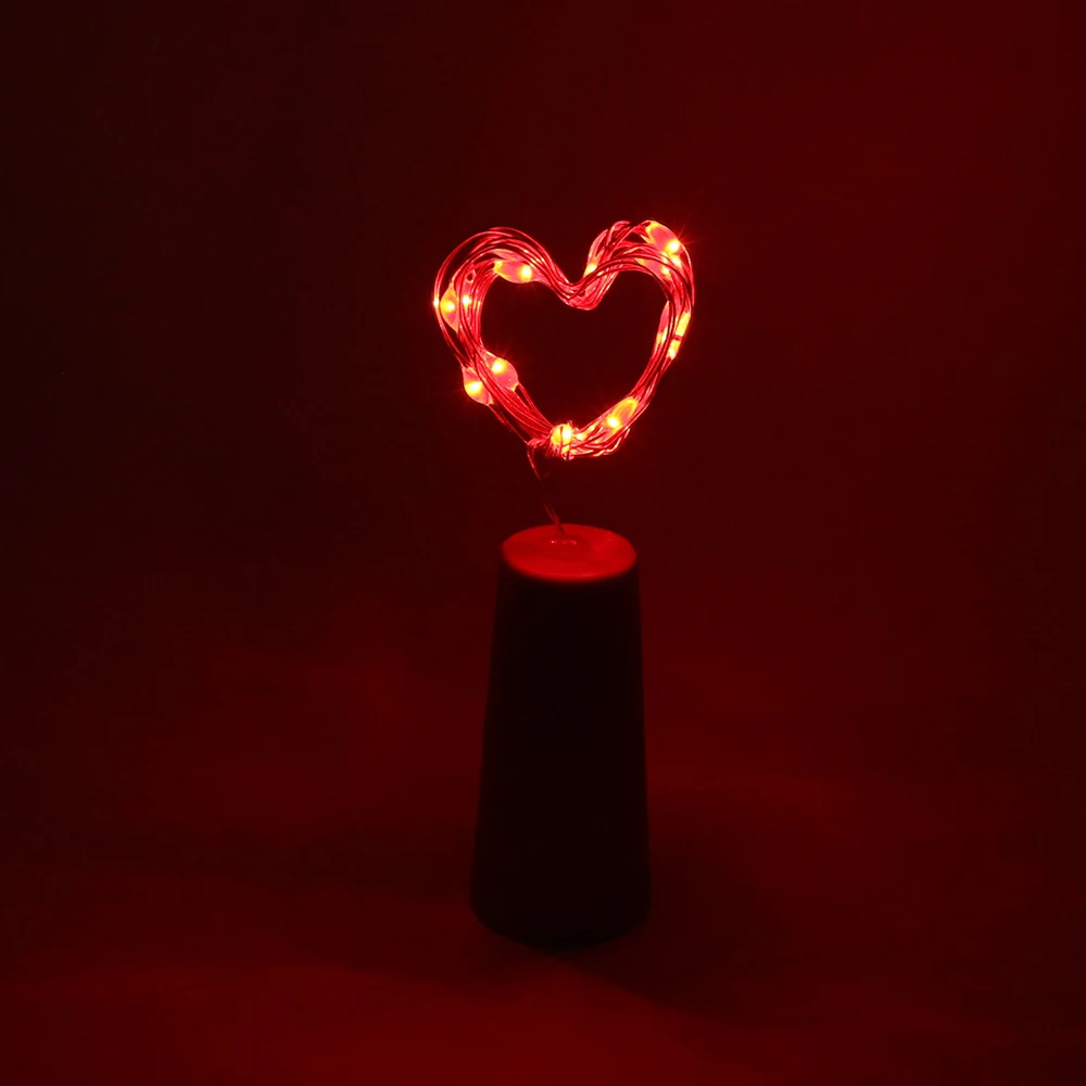 1PC Wine Bottle Lights Battery LED Cork Shaped Starry String Lights 2METER 20LEDS Silver Wire Fairy Lights for Wedding