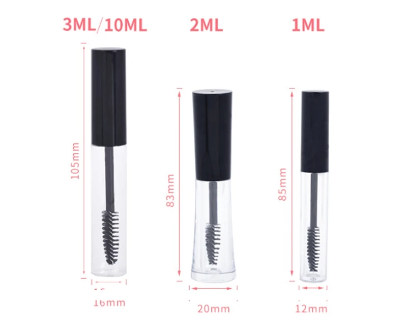 1000pcs 1ml 2ml 3ml 10ML Plastic Clear Empty Mascara Tube Vial Bottle