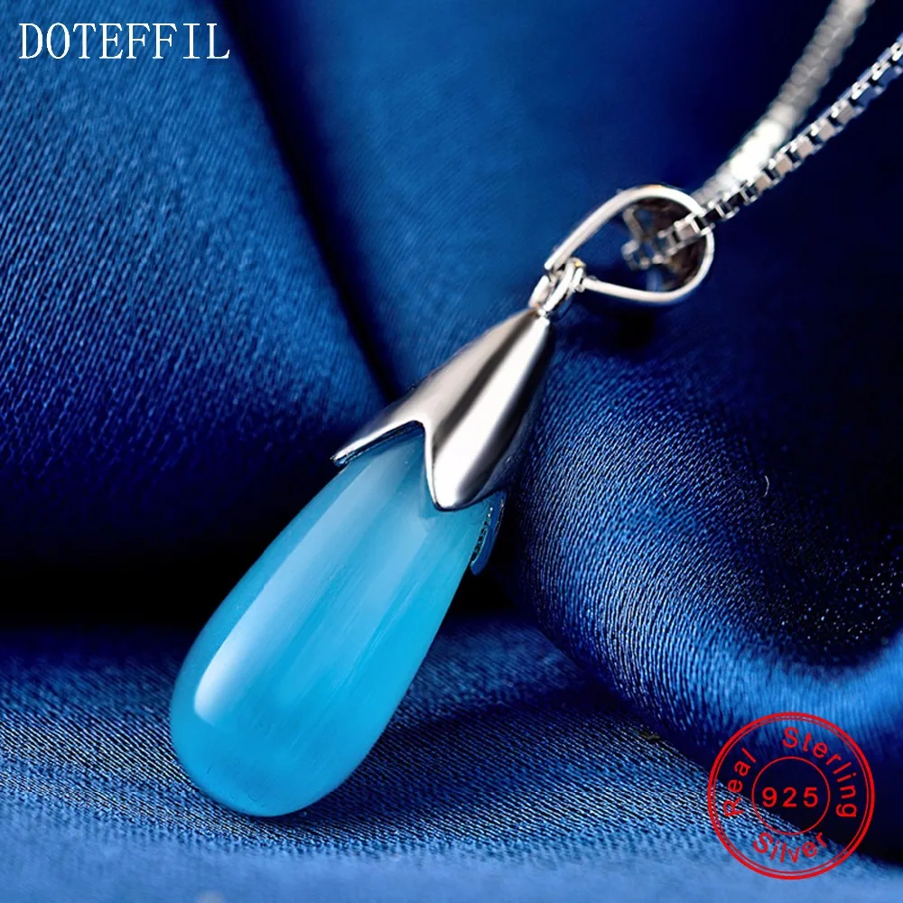 Женское ожерелье из серебра 925 пробы с подвеской в виде капли воды|sterling silver