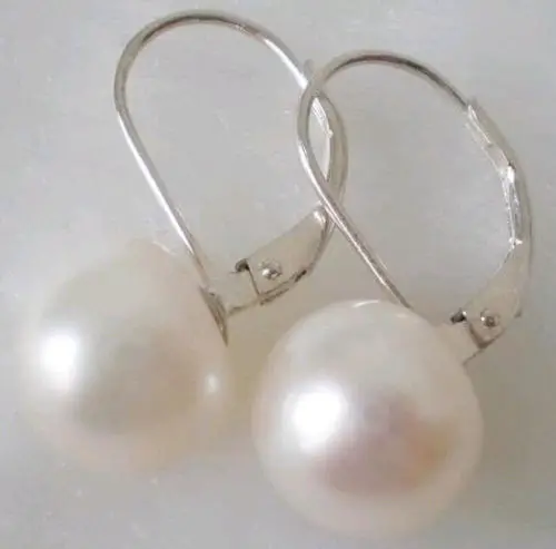 

FREE SHIPPING HOT sell new Style >>>> Natural 9-10MM/ AAAA pearl 925s/14kY/W earrings(