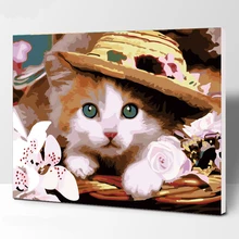 Кошка DIY цифровая картина маслом по номерам Европа абстрактная хлопковая картина для гостиной Настенная картина без рамки 40x50