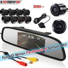 Koorinwoo ultrassônico sistema de estacionamento do carro kit 22mm preto ponto cego sensor lcd colorido monitor exibição redonda frente formulário câmera