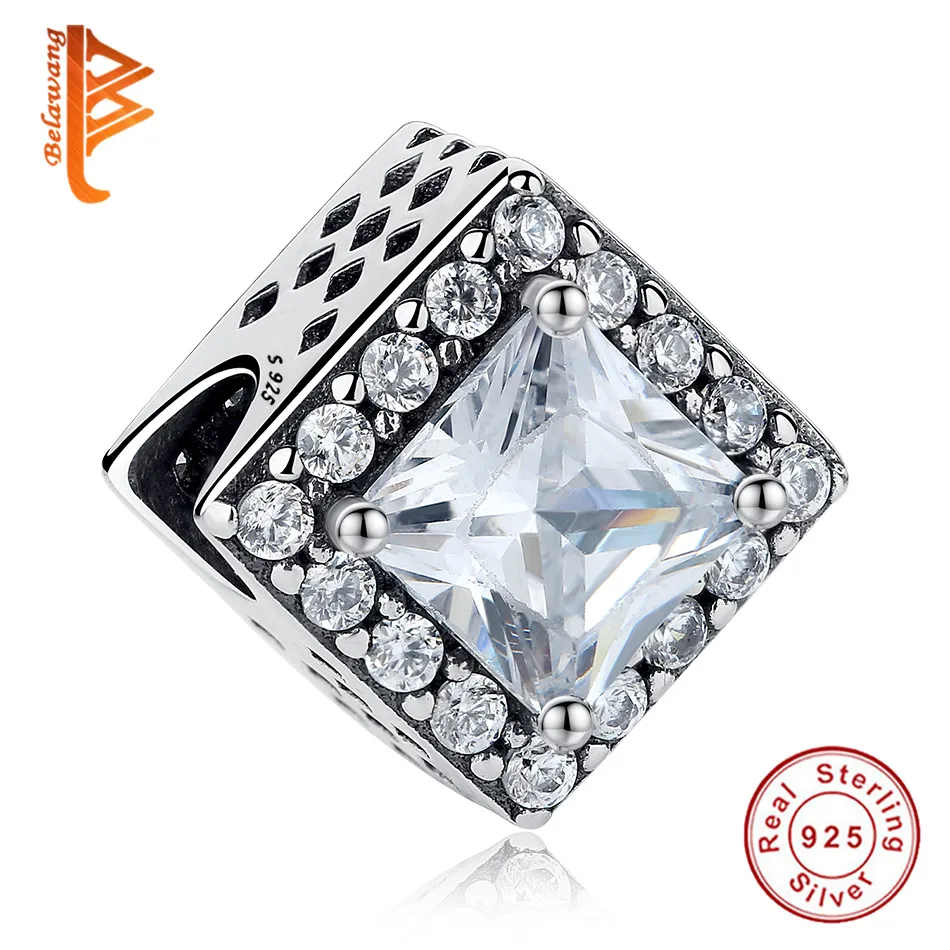 

NEW 100% Authentic S925 Sterling Silver Geometric Radiance Charm Clear CZ Bead fit Original BW Bracelets & Bangles