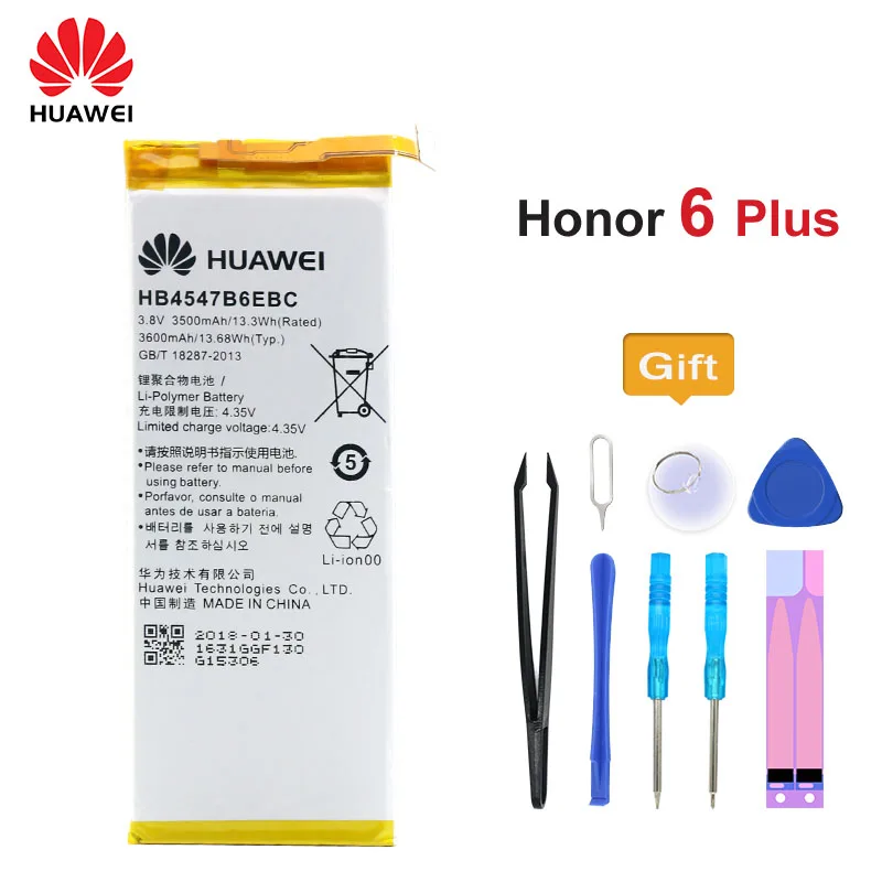 Оригинальный аккумулятор Huawei HB4547B6EBC для Honor 6 Plus PE-TL20 PE-TL10 PE-CL00 сменная батарея 3500