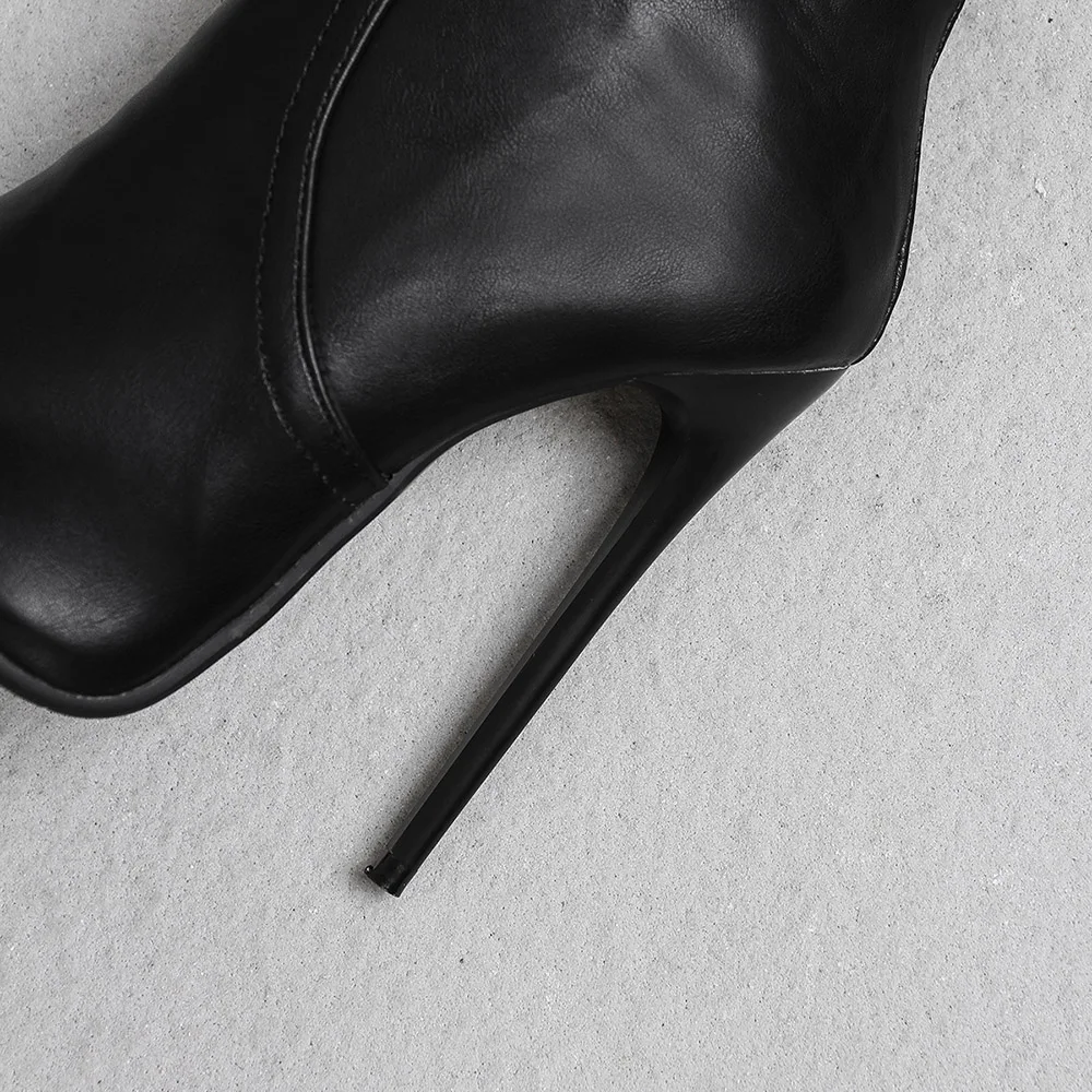 Новинка; Гламурные женские ботильоны в строгом стиле; цвет серый, черный; пикантные офисные женские туфли на высоком каблуке; большие размеры 10, 46, 48; S273