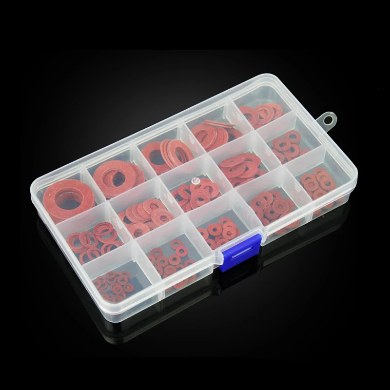 

225pcs Flat pad insulation washer set Red Paper Meson Gasket Spacer Insulating Spacers Kit M3-M16