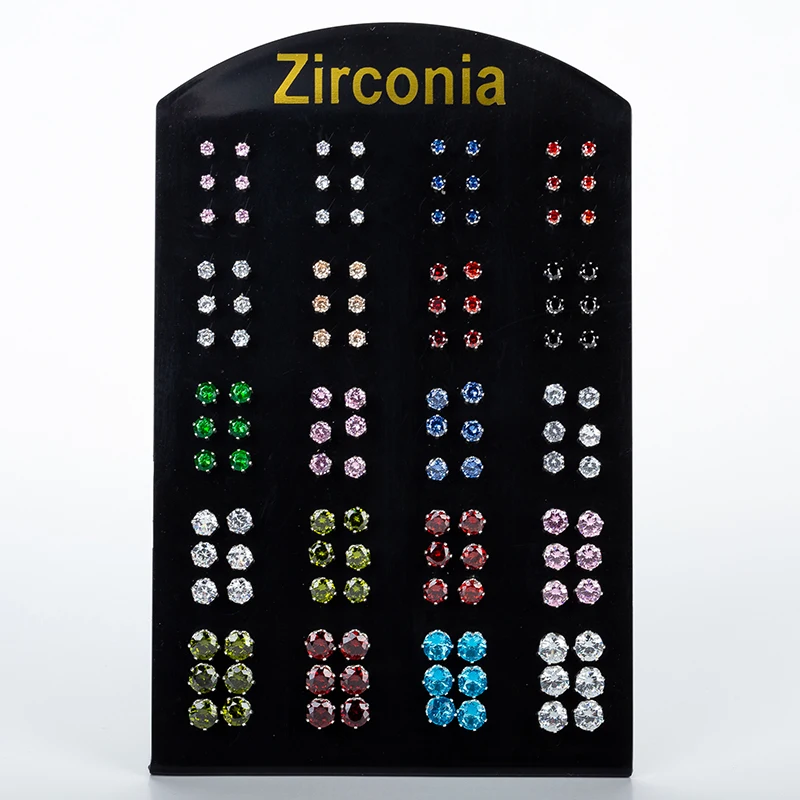 60 пар Красивые серьги-гвоздики Романтический минималистичный Стиль Кристалл Циркон серьги наборы для женщин ювелирные изделия 3 мм 4 мм 5 мм 6 мм 7 мм