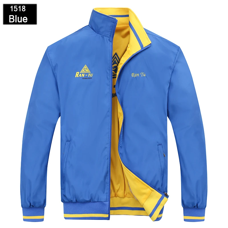 Мужские двухсторонние куртки, весенние Осенние повседневные пальто, одноцветные мужские спортивные ветровки, мужские куртки-бомберы - Цвет: 1518-blue