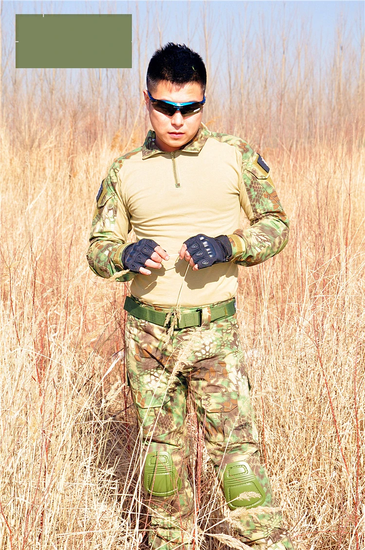

With Knee Pads Men Python lines Airsoft Army Military Uniform Tactical Navy Seal Combat Frog Suit Shirt Or Pant Multicam NL213