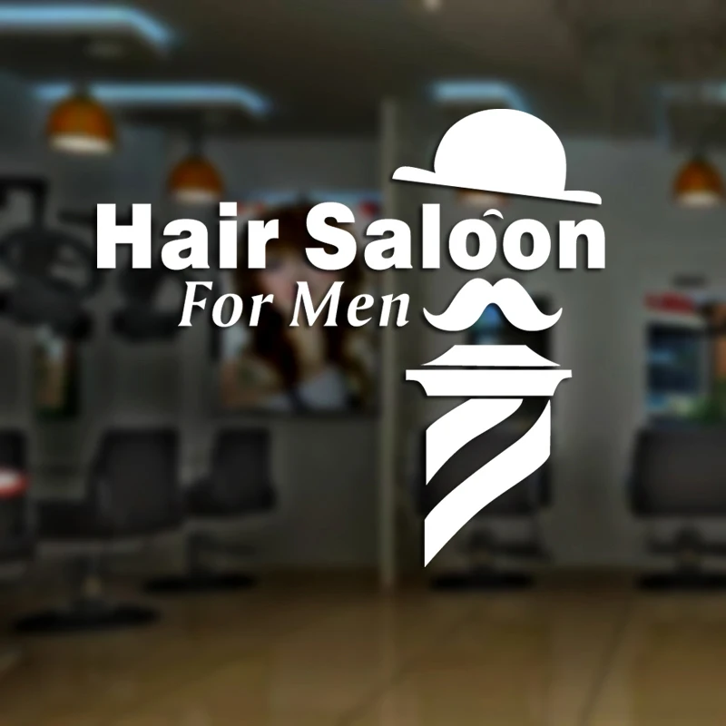 Hair Salon for Man Barber Shop Sticker Chop Bread Decal Haircut Shavers Posters Vinyl Wall Art Decals Decor Windows Decoration