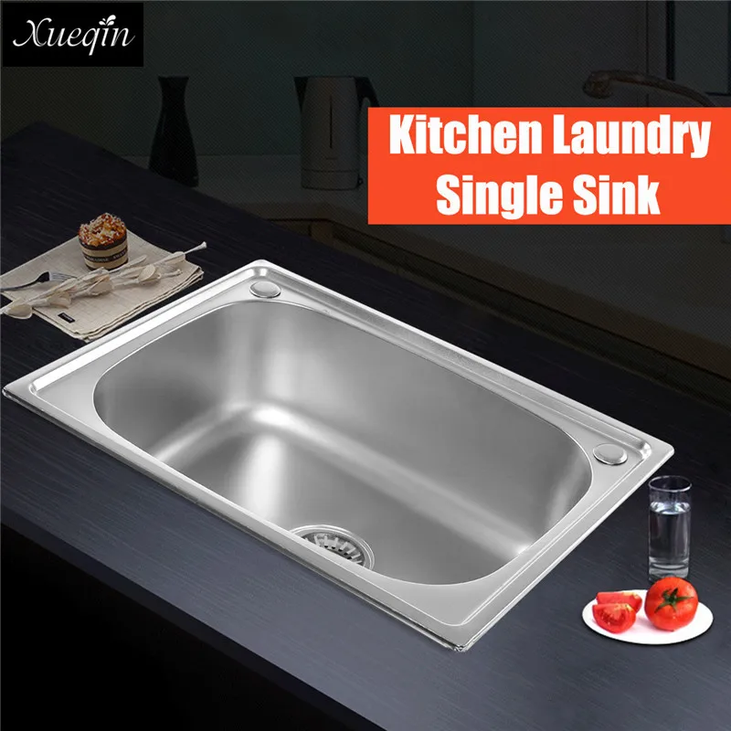 

Xueqin Square 304 Stainless Steel Kitchen Laundry Single Sink With Waterlet 60X45cm