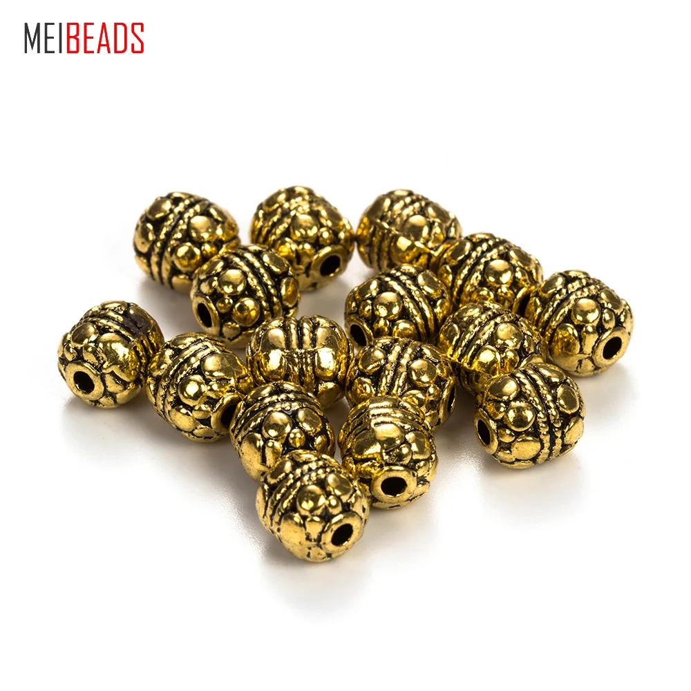 

MEIBEADS 7.8*7mm 50pcs/lot Antique Gold Color Alloy Metal Charm Beads For Women DIY Bracelets & Anklets Making UF6376