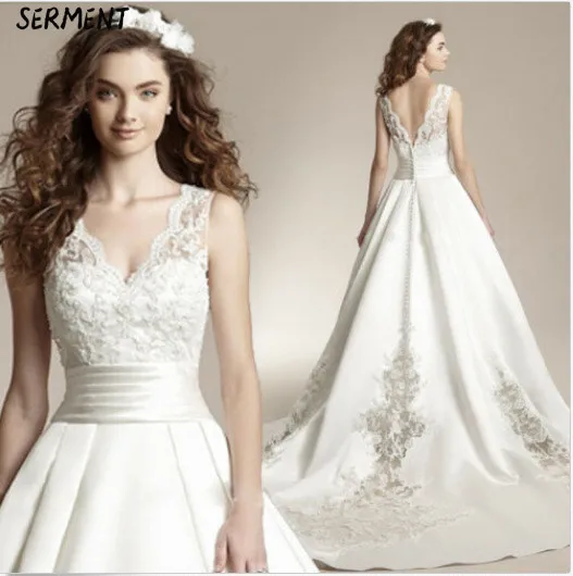 

Wedding Dress 2018 New Sexy Deep V Foreign Trade Wedding Dress Two Detachable Fishtail Slim Slimming Wedding Dress