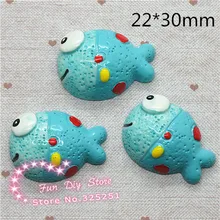 50 шт. Синий flatback Рыба Смола Кабошон с плоской задней поверхностью для украшения телефона DIY