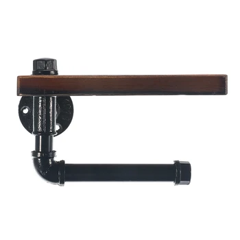 

Bathroom Hotel Roll Paper Tissue Hanging Rack Retro Iron Toilet Paper Holder Wooden Shelf Wall Mounted Bathroom Paper Holder