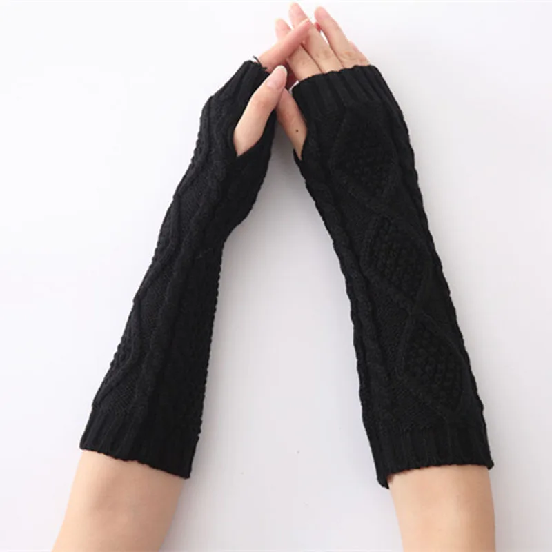 Осенне-зимние перчатки для женщин, ручная работа, вязаные тянущиеся вязаные перчатки, варежки, женские длинные перчатки, теплые зимние перчатки