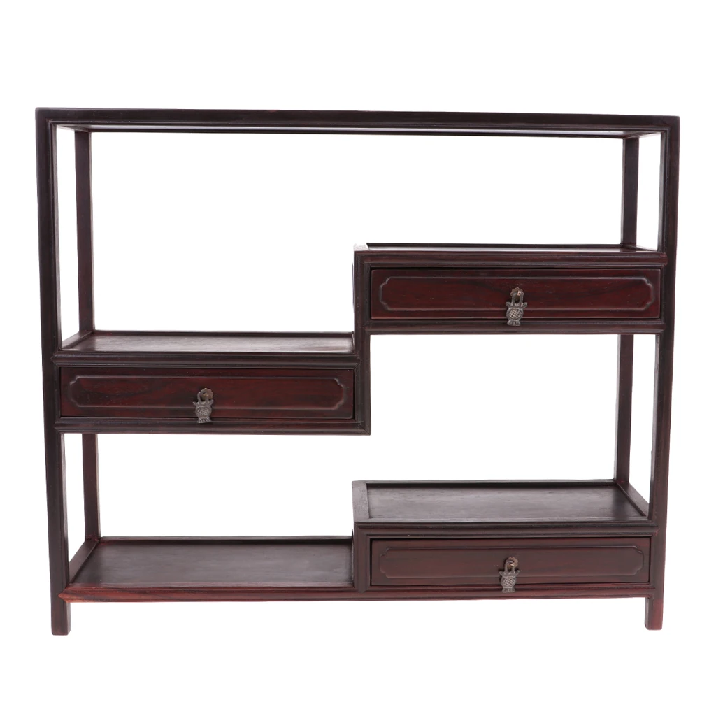 

1/6 Scale Dolls House Miniature Rosewood Multi-treasure Shelf Model Furniture Toy for 12'' Action Figure Dolls Accessories