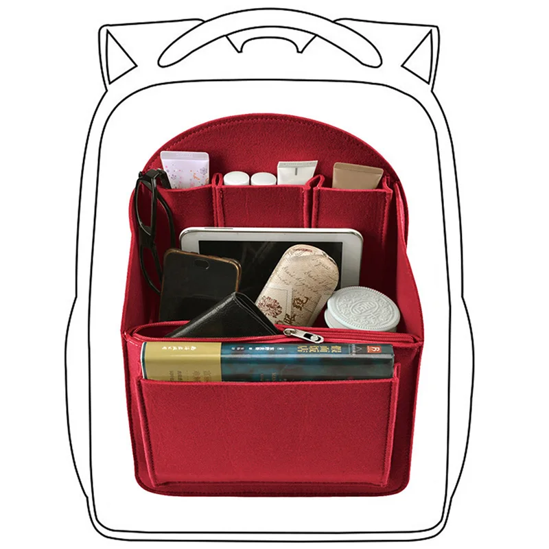 أزياء المرأة التجميل حقيبة السفر إدراج منظم حقيبة في حقيبة الإناث حافظة للمكياج السيدات الفتيات ورأى ماكياج المنظم حالة