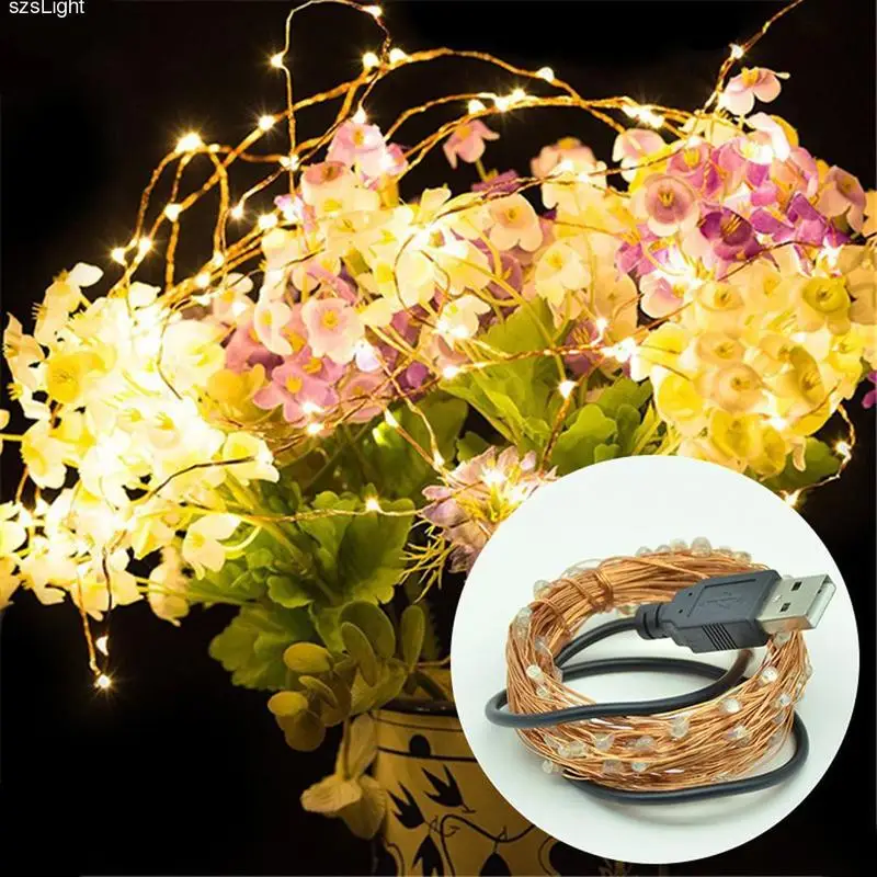 

8W 2M 20 LED USB Copper String Light Valentine's Day Decoration Home Parties Decor LED Multi-purpose Ornaments Lightig Strings