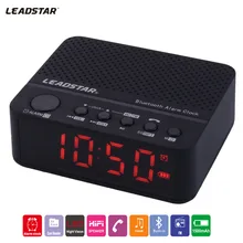 LEADSTAR Portátil Mini Wirelss LLEVÓ el Despertador Altavoz Bluetooth Manos Libres de Llamadas FM Radio Amplificador Soporte de Tarjeta TF MX-17