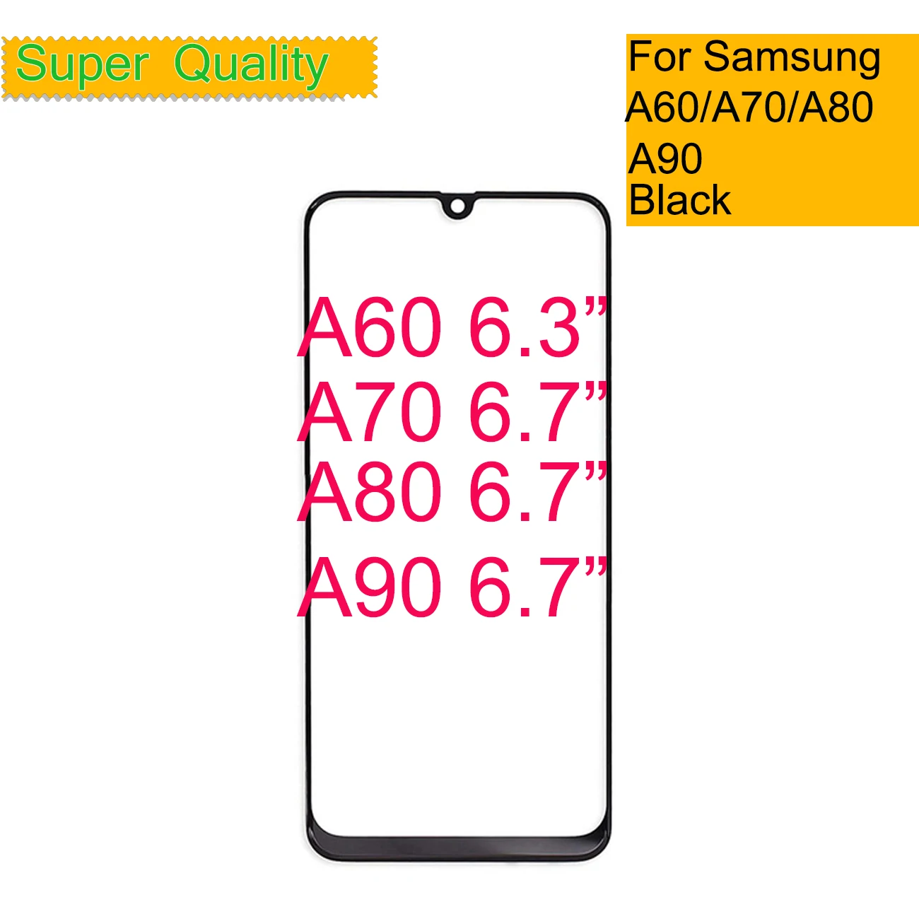 

10Pcs/lot For Samsung Galaxy A60 A70 A80 A90 Touch Screen Front Glass Panel TouchScreen LCD Outer Lens A60 A80 Front Glass
