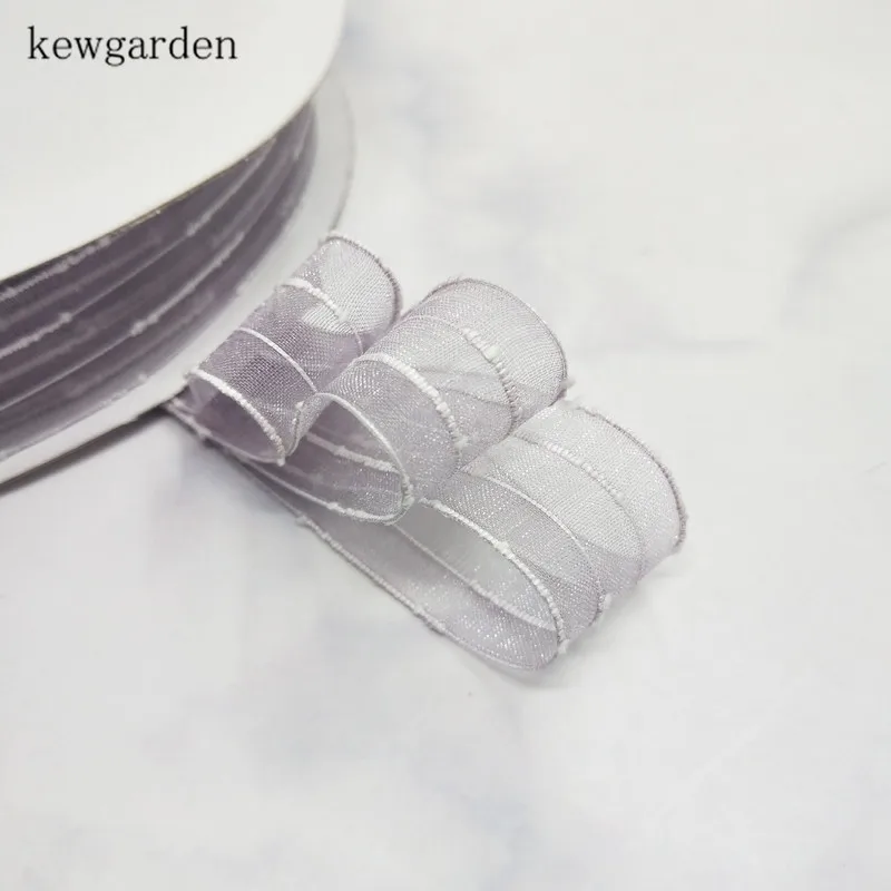 Kewgarden оптовая продажа белая лента из органзы с полосками 1 дюйм 25 мм искусственная
