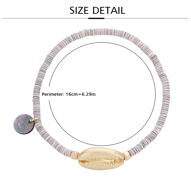Badu, золотой браслет в виде ракушки, полимерная глина, бусины, богемные браслеты для женщин, праздничные модные ювелирные изделия, подарок для девочек
