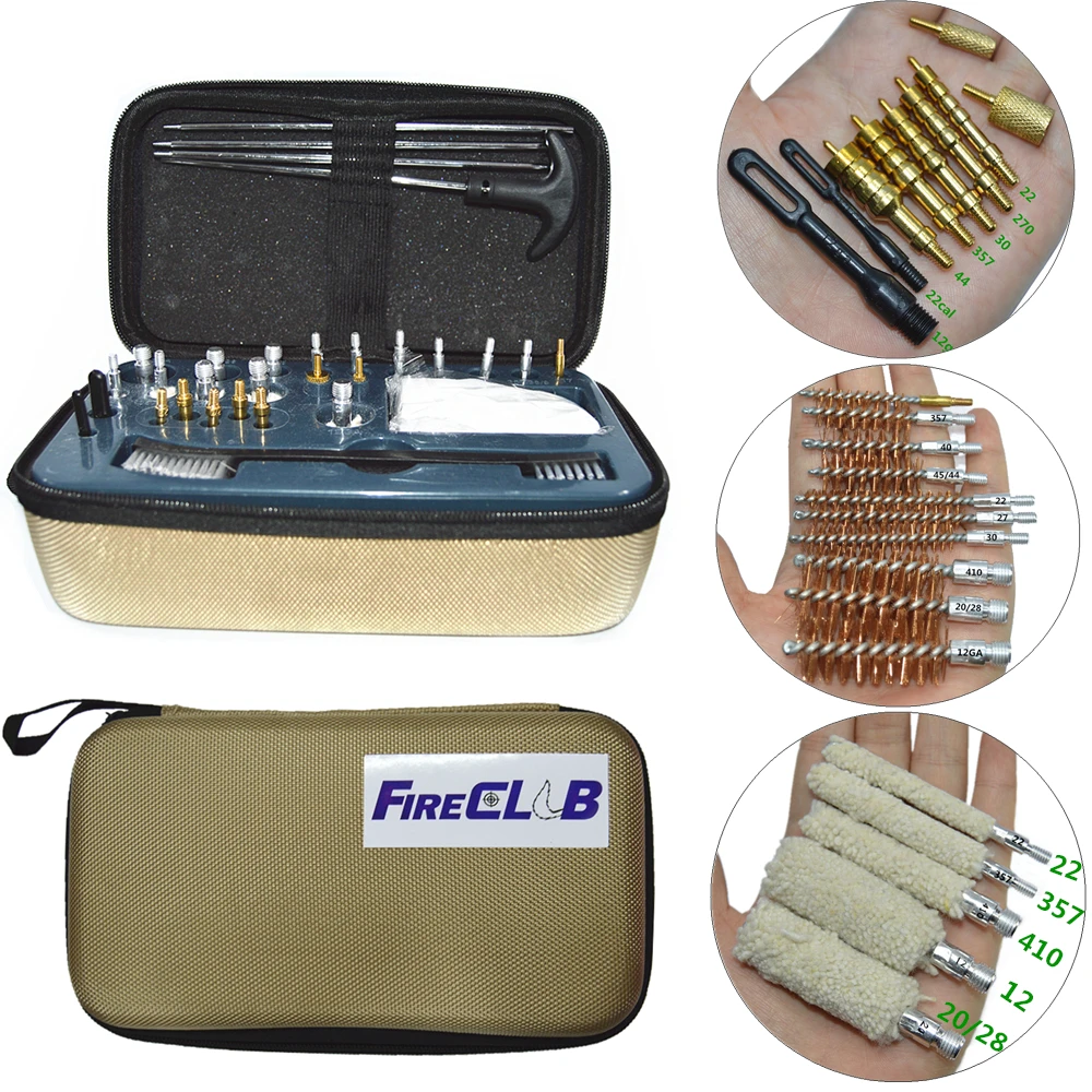 

30pcs Hunting Cleaning Kit fit All Calibers Handguns Pistol 12GA 20 28 410 27 22 357 38 9mm 40 44 45 17 Barrel Brushes Tools Set