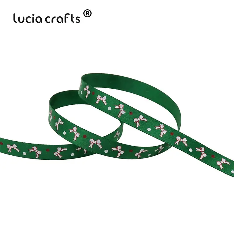 Style 26 5yards Lucia crafts 5 ярдов/12 ярдов 10 мм печатные рождественские корсажные/атласные ленты DIY рождественские вечерние упаковочные материалы T0502 - Цвет: Style 26 5yards