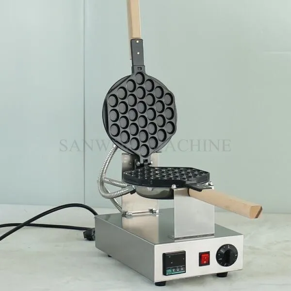 Rotary Nonstick Electric Egg Waffle Baker Bubble Waffle Maker Iron w// Dispenser