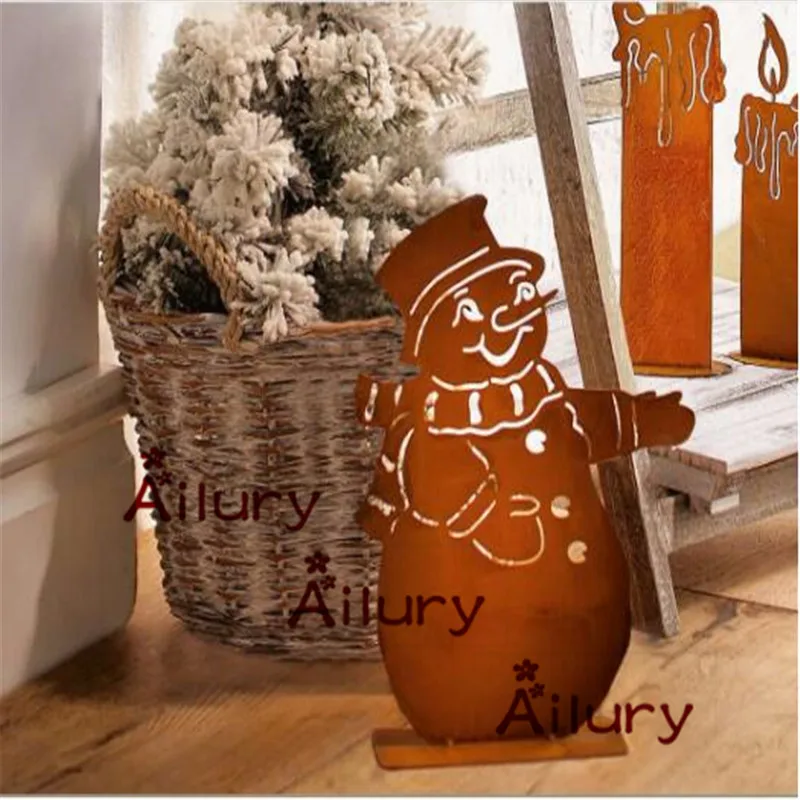 

European style wrought iron retro snowman ornaments, double sided spray paint,Christmas decoration, garden oranment.Xmas