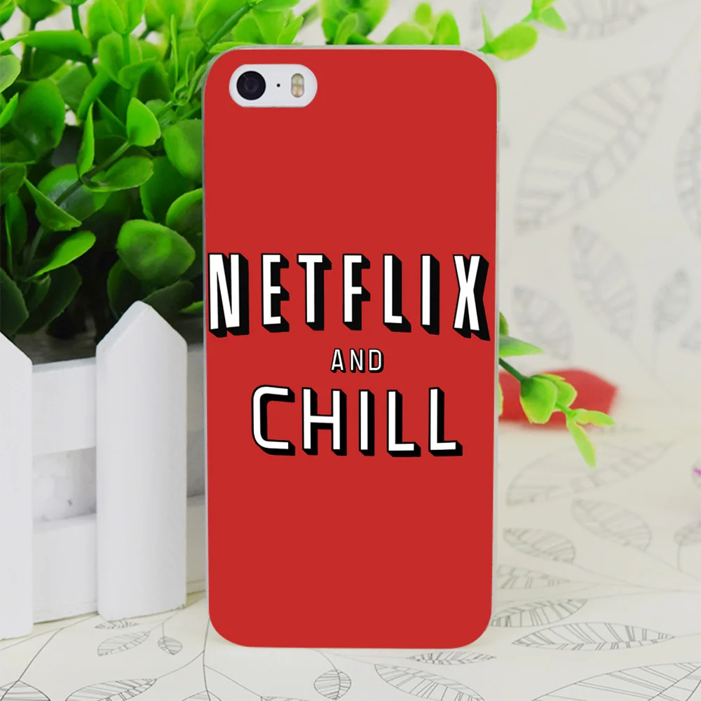 

C0676 Netflix And Chill Transparent Hard Thin Case Skin Cover For Apple IPhone 4 4S 4G 5 5G 5S SE 5C 6 6S Plus