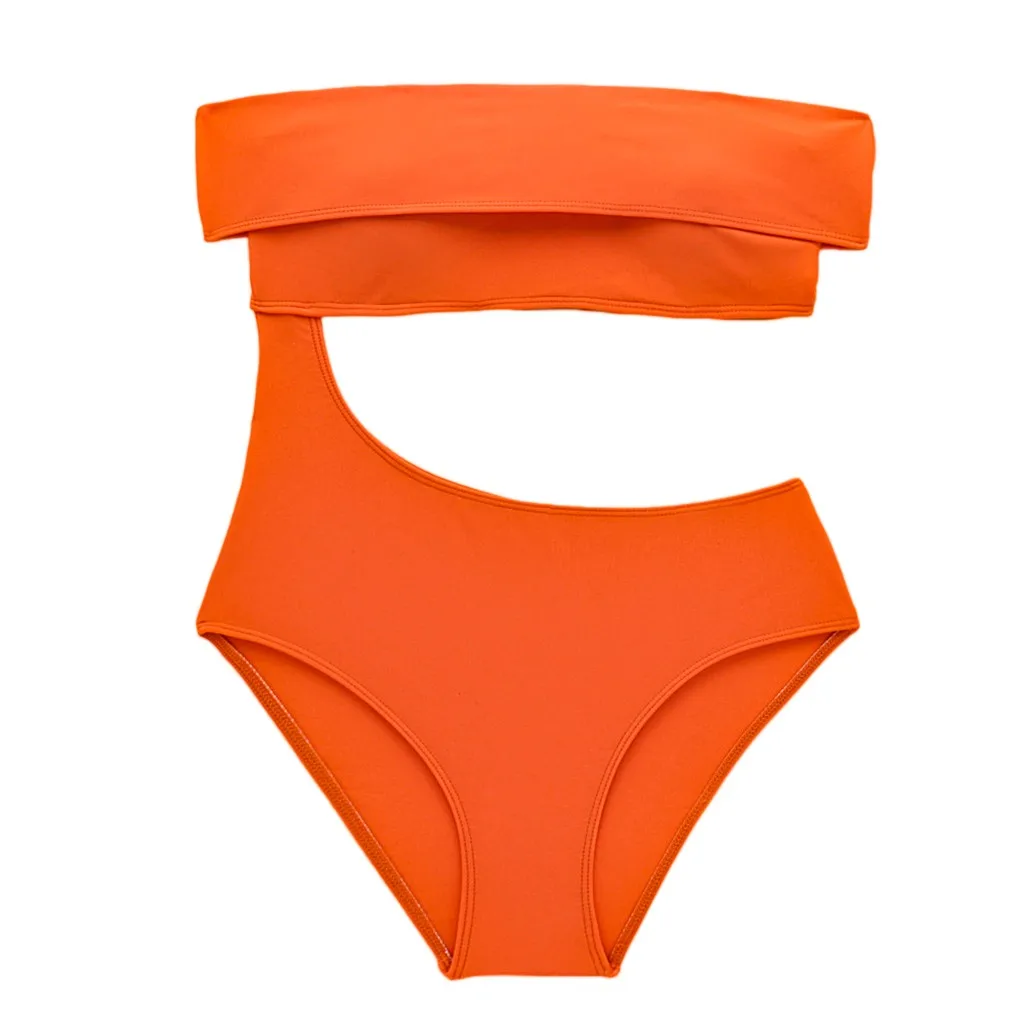 

SAGACE Bikini Set solid color swimsuit innovative bikini flat shoulder swimwear swimsuit woman female comfortable bather