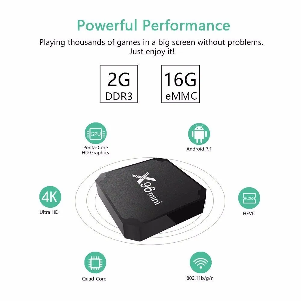 2018 android 7.1 tv box X96 mini WiFi 2GB 16GB Amlogic 8GB S905W tvbox Quad Core WiFi Media Player X96mini smart Set-top tv Box