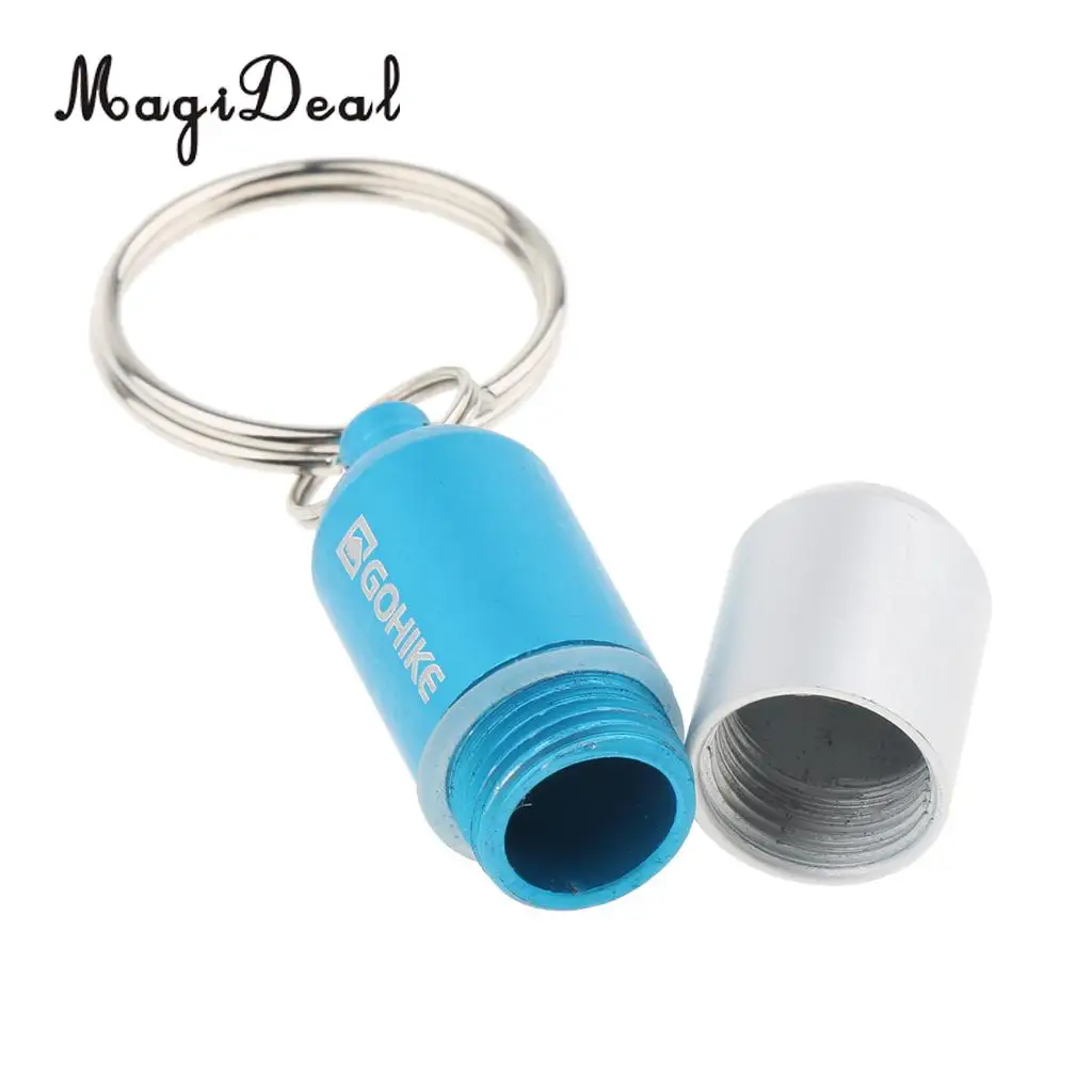 2pcs Waterproof Aluminium Emergency Pill Money Keyring Container Holder Case
