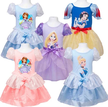 

Girls Cartoon Summer Dress Children Baby Princess Dress Children Kids Party Custom Cosplay Dresses 5 Colors 2-3-4-5-6-7-8T
