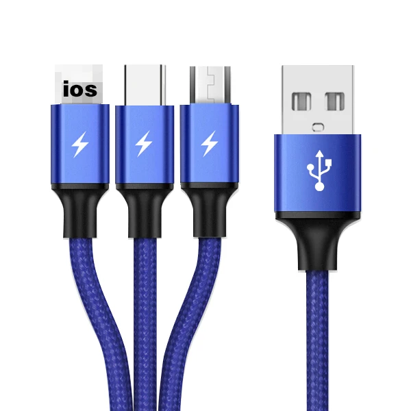 

3 In 1 Type C Micro USB Multi Charger Cable for Xiaomi Redmi Note 5 Samsung A60 S9 S8 Mobile Phone USB Cord USB-C Charging Cabel
