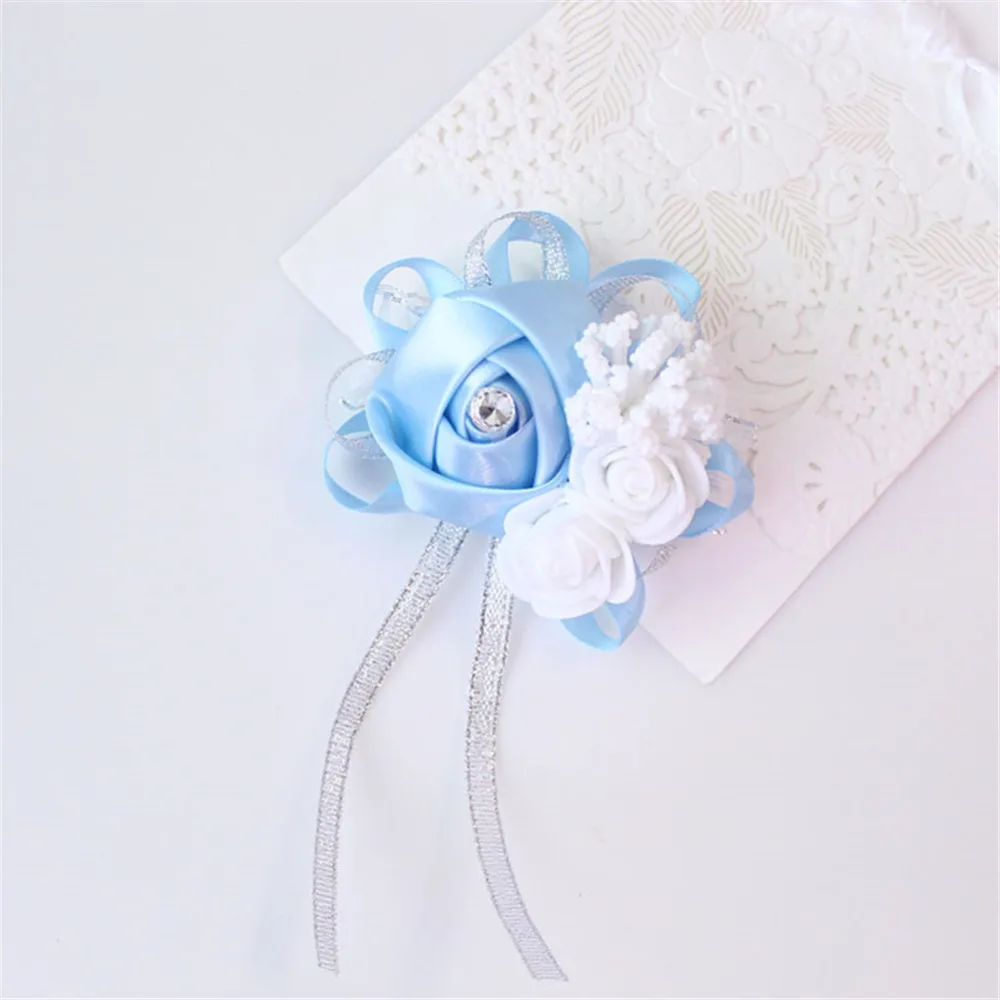 wedding wrist corsage Bracelet bridesmaid rose silk white pink marriage wrist corsage  (230)