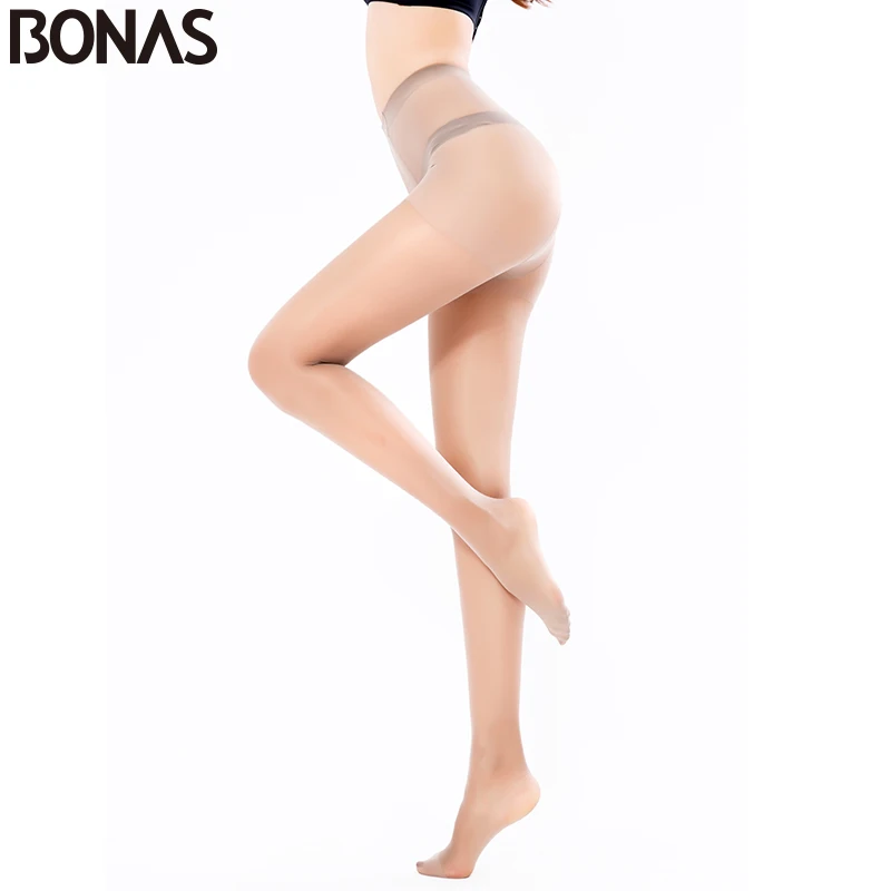 Женские нейлоновые колготки BONAS 30D однотонные облегающие эластичные длинные