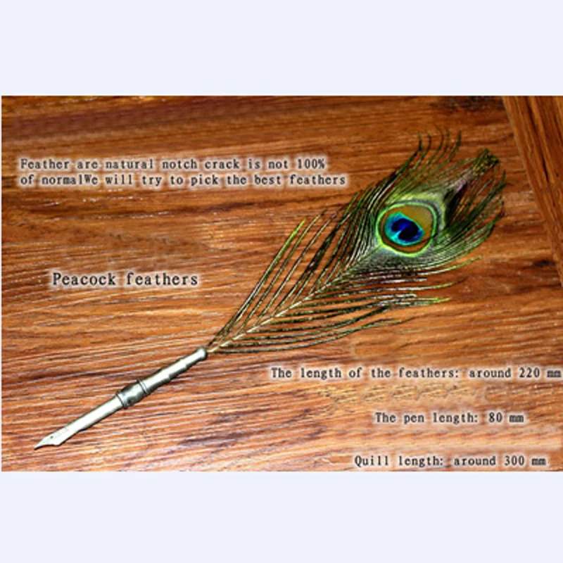 Натуральное павлинье перо комплект перьев для письма с держателем ручки Deluxe перо ручка
