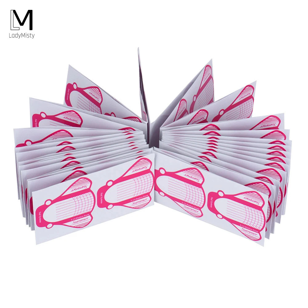 

LadyMisty 10Pcs Professional Nail Forms French Tips Acrylic Curve Nail Extension Nail Art Guide Form For Nail Polish