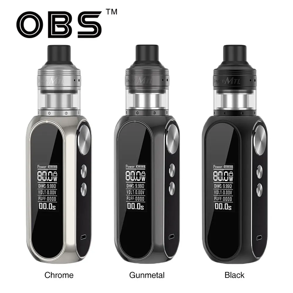 Discount  Original 80W OBS Cube Kit with Engine MTL RTA 2ml & 3000mAh OBS Cube Box Mod Electronic Cigarette V