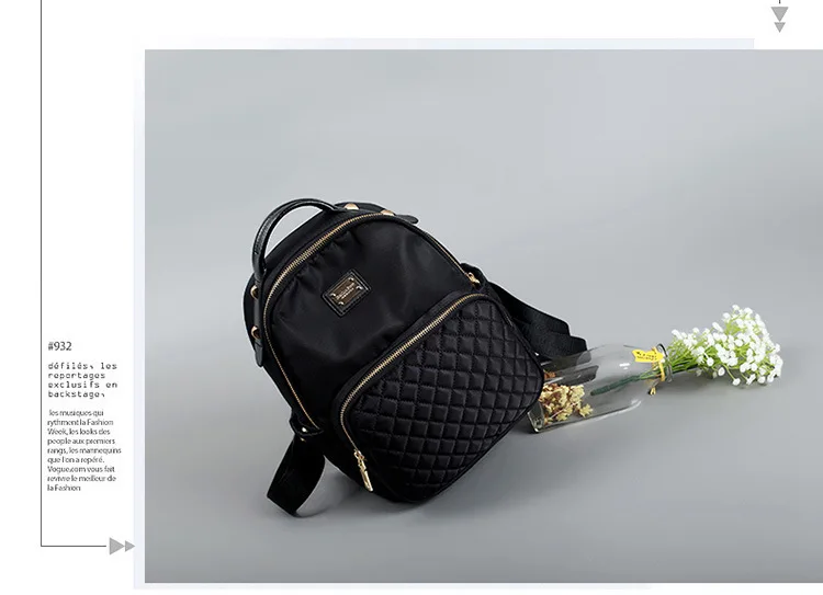 Европейская и американская мода женская сумка на плечо Ромбический швейный нейлоновый рюкзак для отдыха Спортивная дорожная Сумка водонепроницаемая - Цвет: XPSW003 Small Black