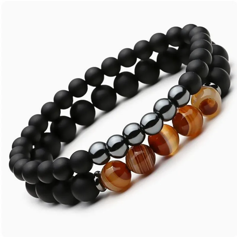 

DOKOL Women Men Lucky Gems New Natural Black Matte Onyx Beads Buddha Bracelets DKB0108