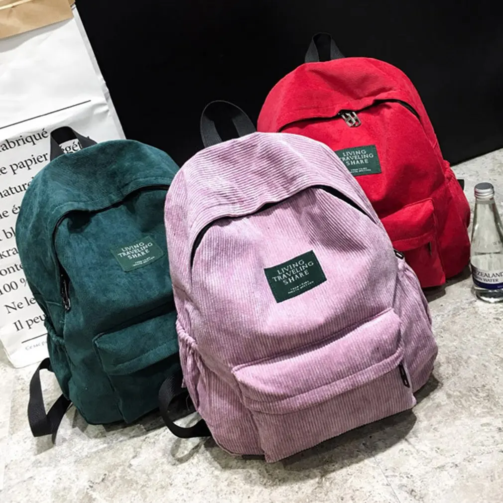 

Vintage Black Blue Pink Female Backpacks Velvet Rucksack Women Bags for School Teenager Girl Ladies Travel Shoulder Bags