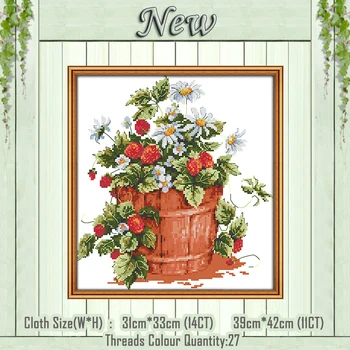 

Strawberry flower fruit diy painting counted printed on canvas DMC 14CT 11CT Chinese Cross Stitch Needlework Set Embroidery kits